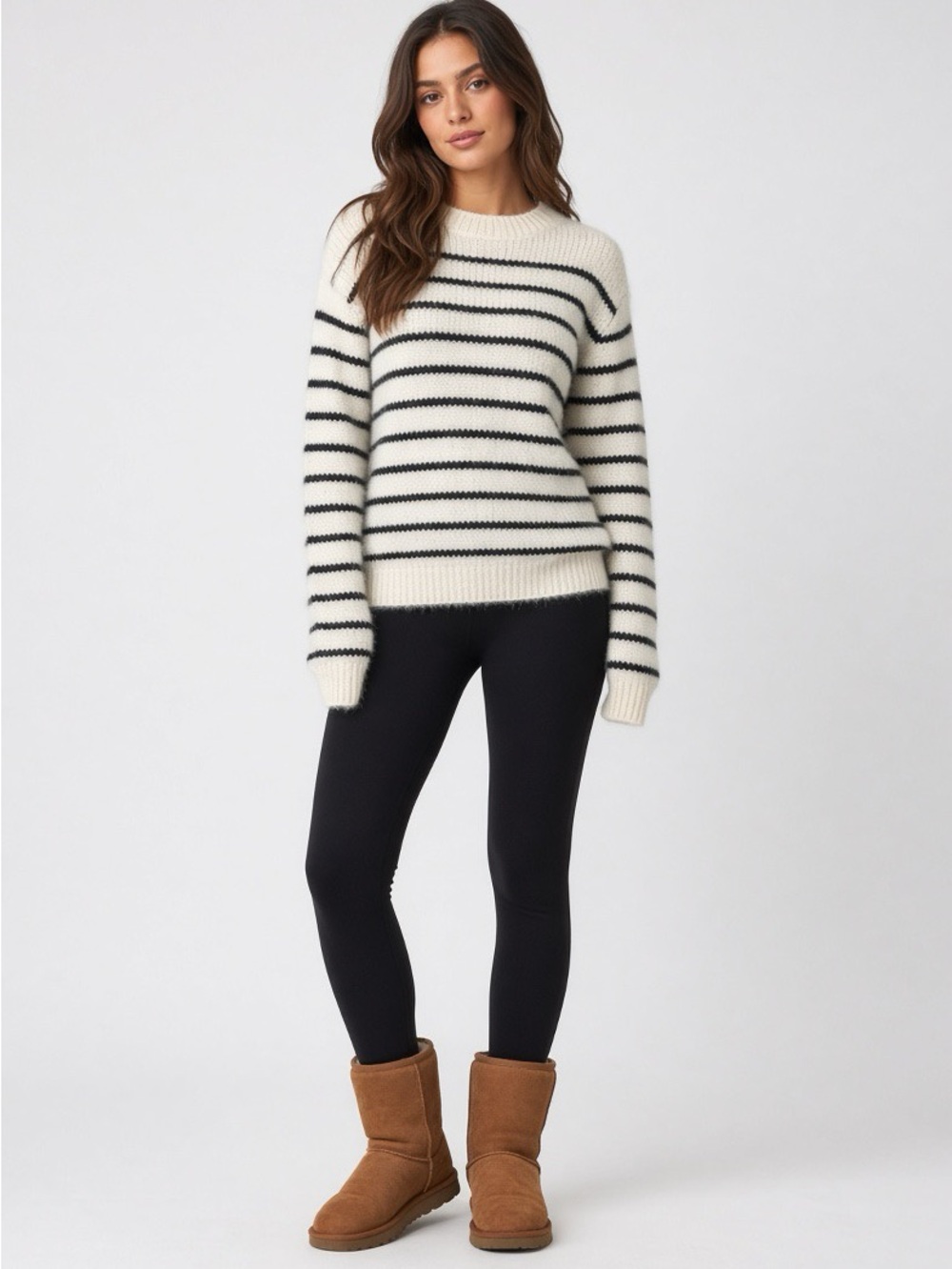 Bailey 44 Cream & Black Striped Crewneck Sweater
